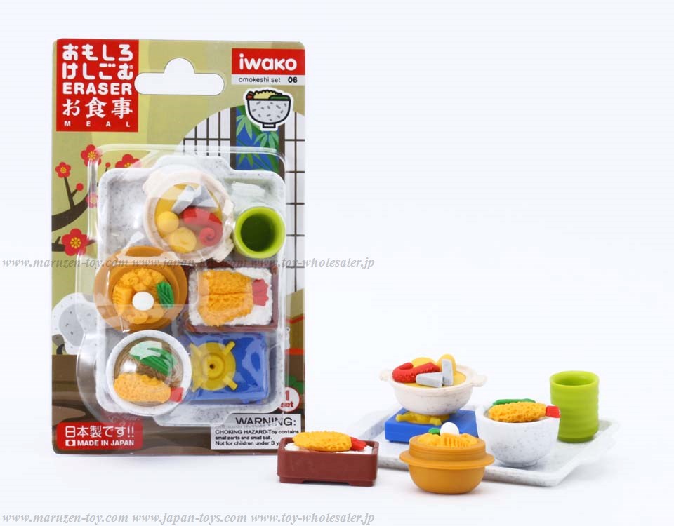 (IWAKO)(ER-981035)-made in JAPAN-Blister Pack Erasers Meal Erasers(Colors/Designes/Assortments may changed without Notice)