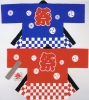 Ichimatsu Design Festival Hanten/Happi Coat（Blue-Kids）Age for 11-13 ～140cm (Made in Japan)