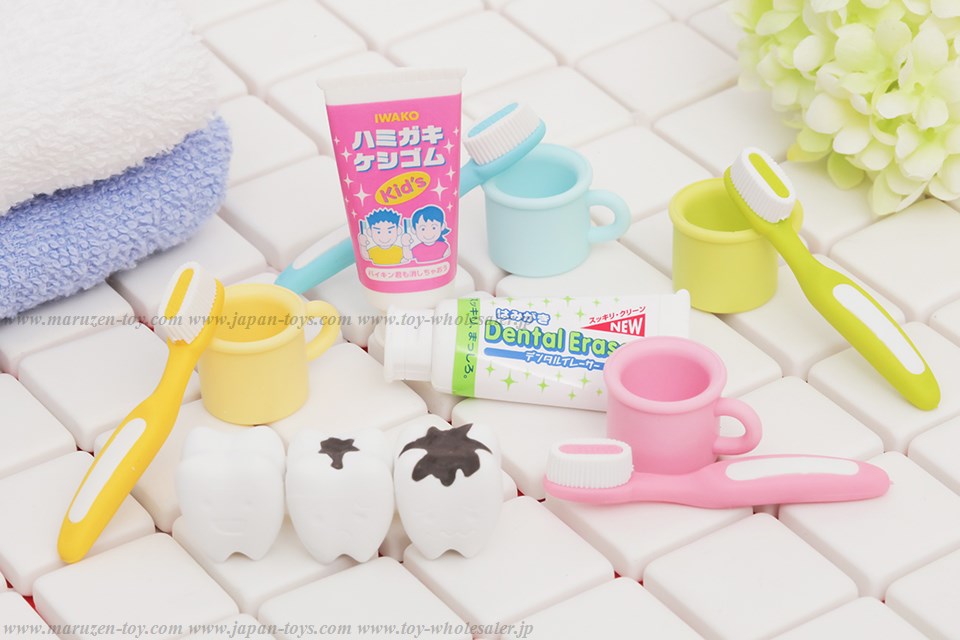 (IWAKO)(ER-HAM002)-made in JAPAN-Toothbrushing Erasers(Display Box can be changed)