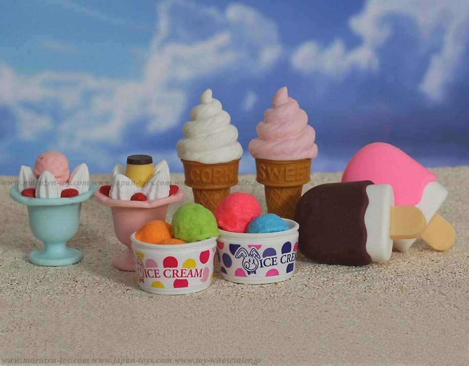 (IWAKO)(ER-961068)-made in JAPAN-Ice Cream Erasers(Display Box can be changed)