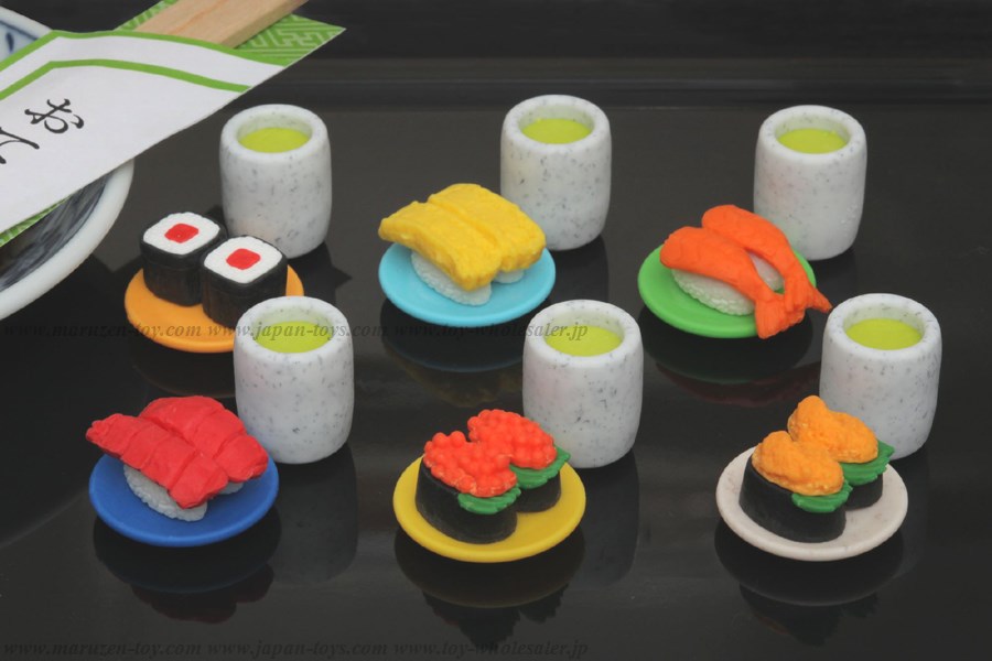 (IWAKO)(ER-SUS002)-made in JAPAN-Kaiten Sushi Erasers(Display Box can be changed)