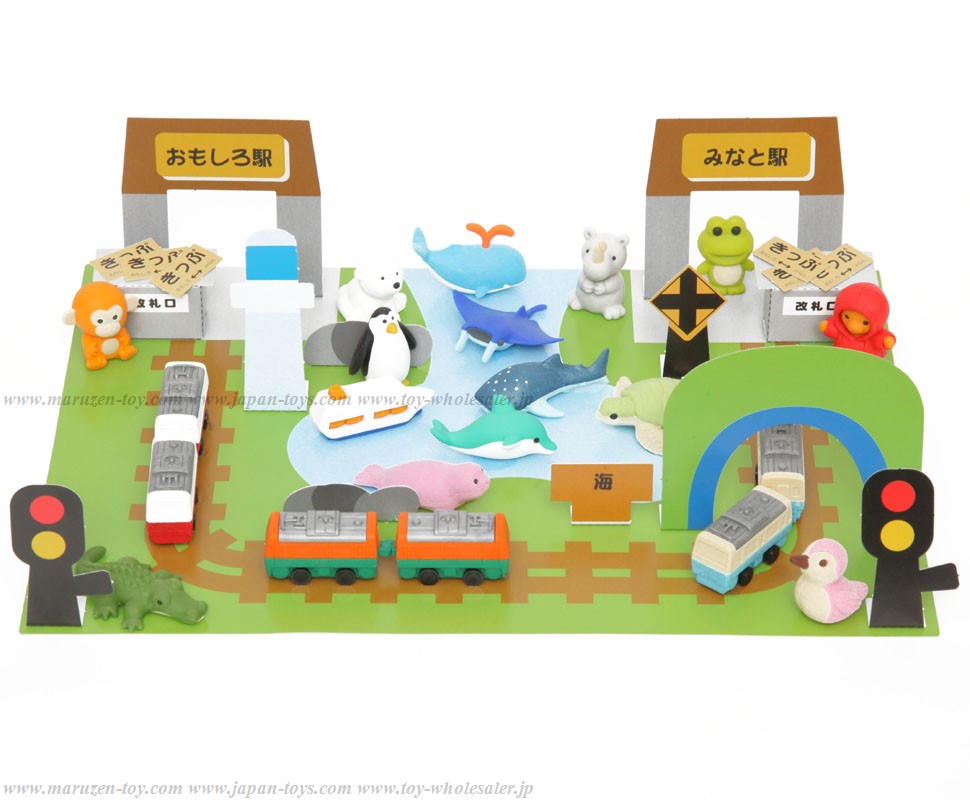 (IWAKO)(ER-DAI 004)-made in JAPAN-Playing Sheet [Station&Sea](without Eraser form the image)(Colors/Designes/Assortments may changed without Notice)