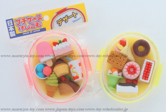 (IWAKO)(ER-PUC 001)-made in JAPAN-Erasers in Petit Case - Dessert(Colors/Designes/Assortments may changed without Notice)