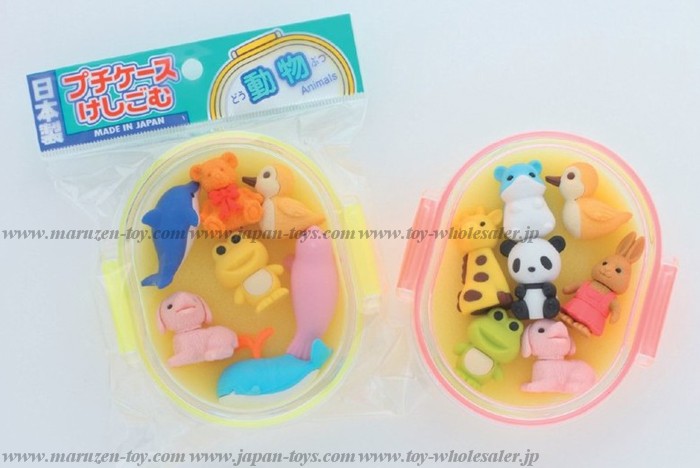 (IWAKO)(ER-PCU 003)-made in JAPAN-Erasers in Petit Case - Animal(Colors/Designes/Assortments may changed without Notice)