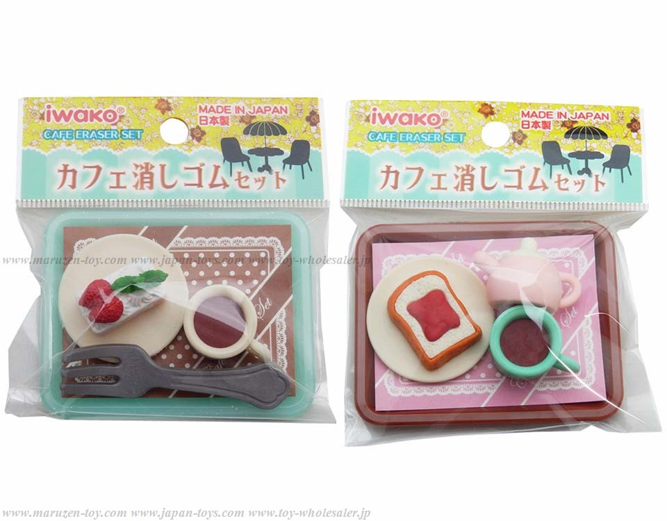 (IWAKO)(ER-OMO 013)-made in JAPAN-100yen Stationery Series Cafe Erasers Set(Colors/Designes/Assortments may changed without Notice)
