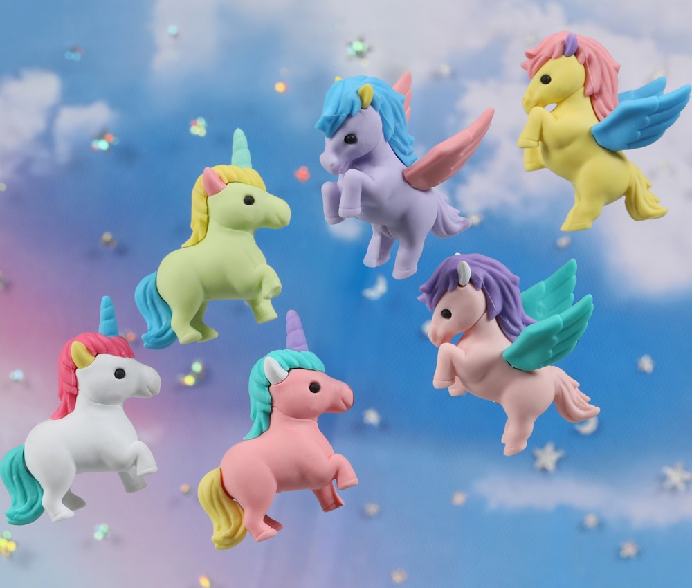 (IWAKO)(ER-UNI001)-made in JAPAN-Unicorn&Pegasus Erasers(Display Box can be changed)