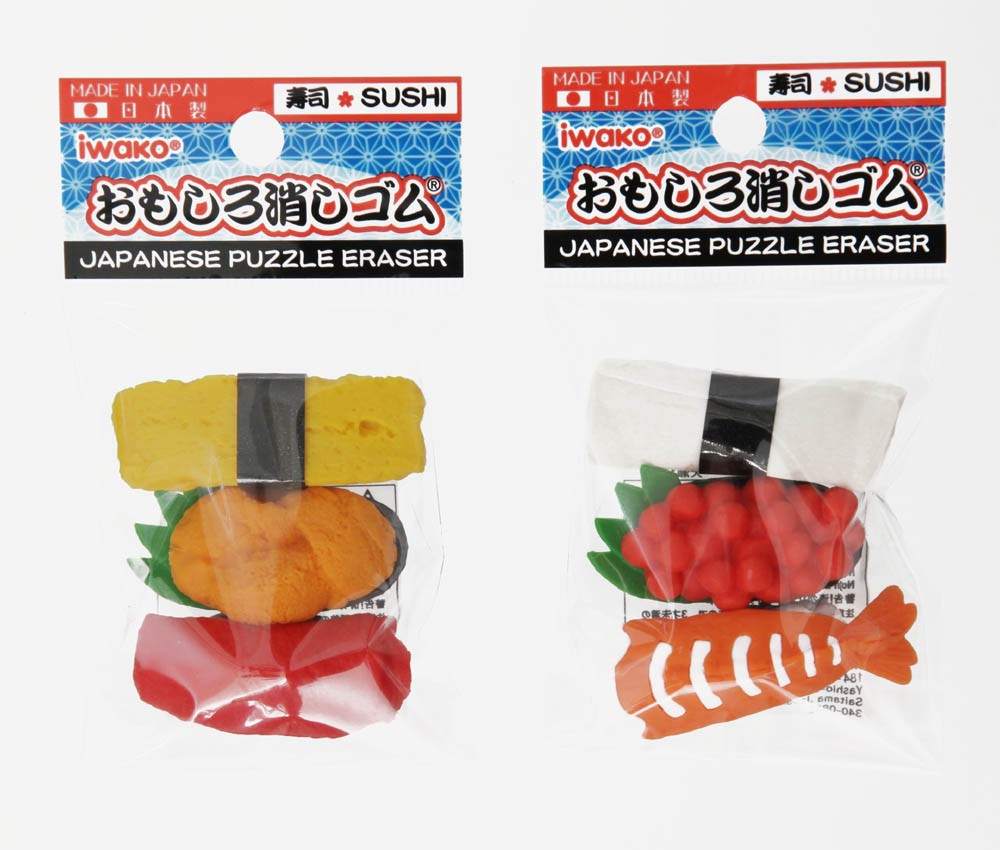 (IWAKO)(ER-OMO 009)-made in JAPAN-Omoshiro Erasers Sushi (Colors/Designes/Assortments may changed without Notice)