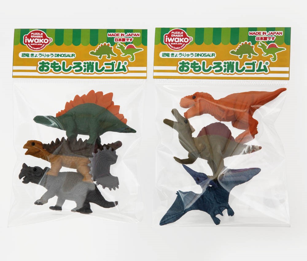 (IWAKO)(ER-OMO 014)-made in JAPAN-Omoshiro Erasers Dinosaur (Colors/Designes/Assortments may changed without Notice)