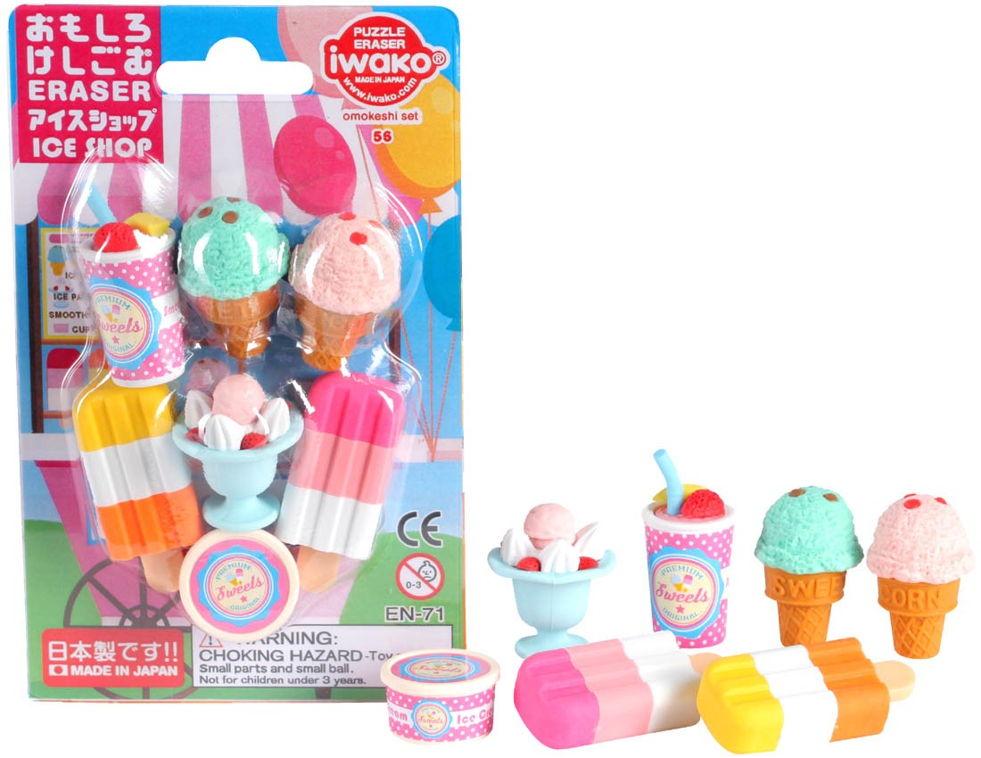 (IWAKO)(ER-BRI 063)-made in JAPAN-Blister Pack Erasers School(Colors/Designes/Assortments may changed without Notice)