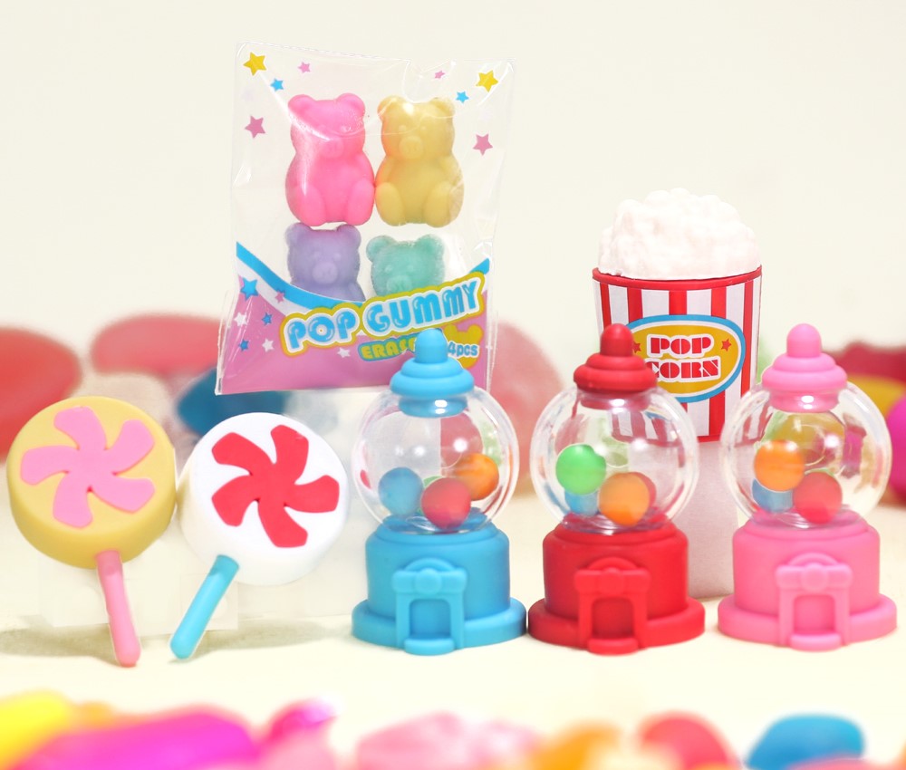 (IWAKO)(ER-COL 001)-made in JAPAN- Colorful Sweets Erasers(Display Box can be changed)
