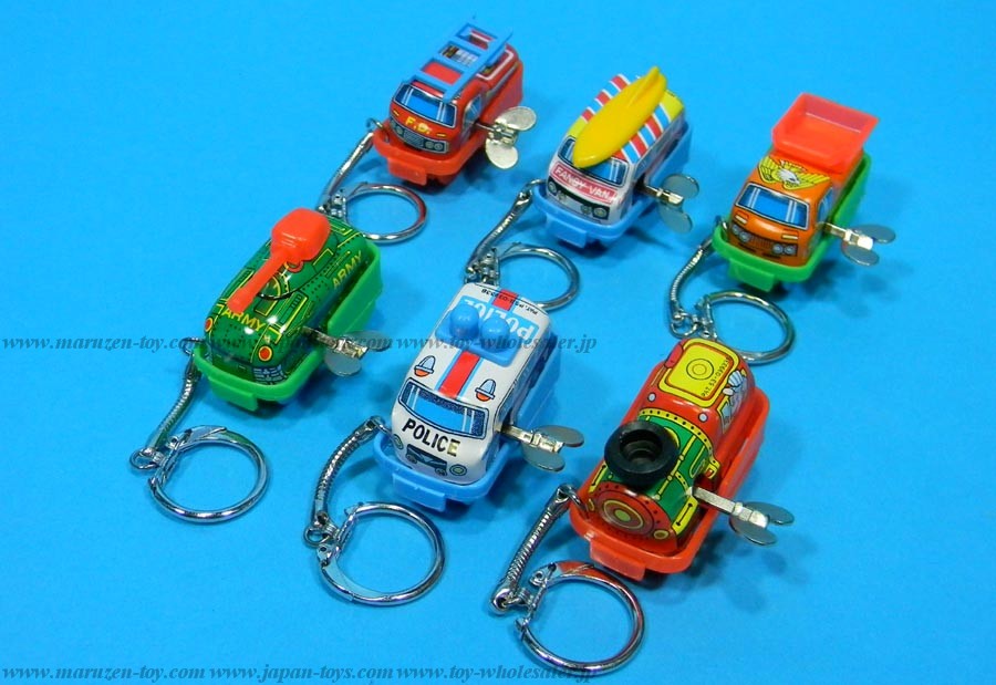 (Sankou-Seisakusyo Made in Japan Tin Toys)No.1011 Wind-Up Mini Vehicle Key Holder (Assorted 6 Models)