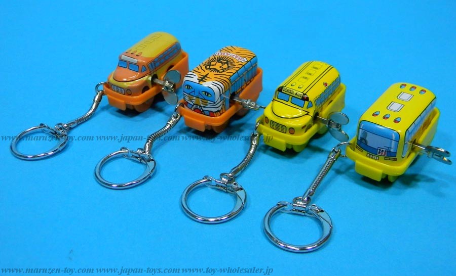 (Sankou-Seisakusyo Made in Japan Tin Toys)No.108K Wind-Up Mini Bus Key Holder (Assorted 4 Models)