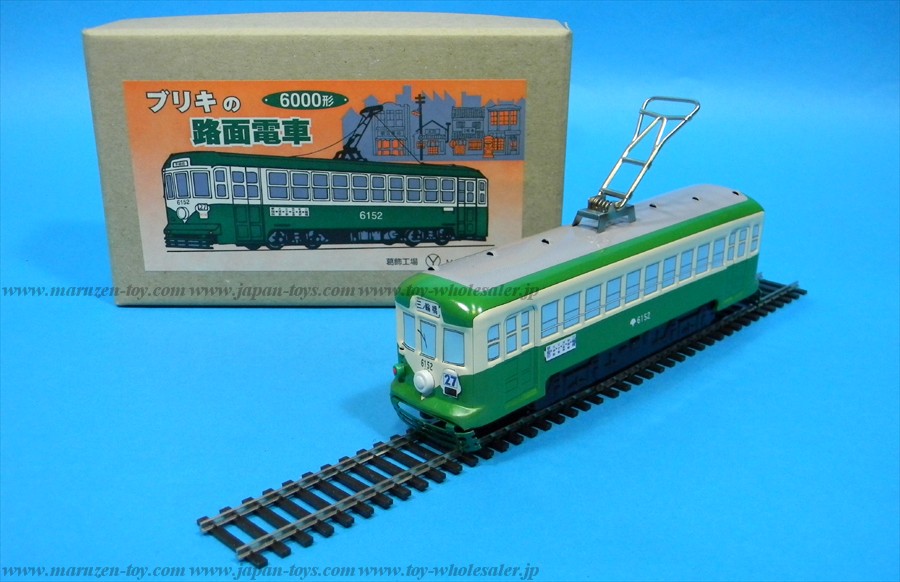 (Sankou-Seisakusyo Made in Japan Tin Toys)No.304 Big Street Car (Rail Provided) (Green)