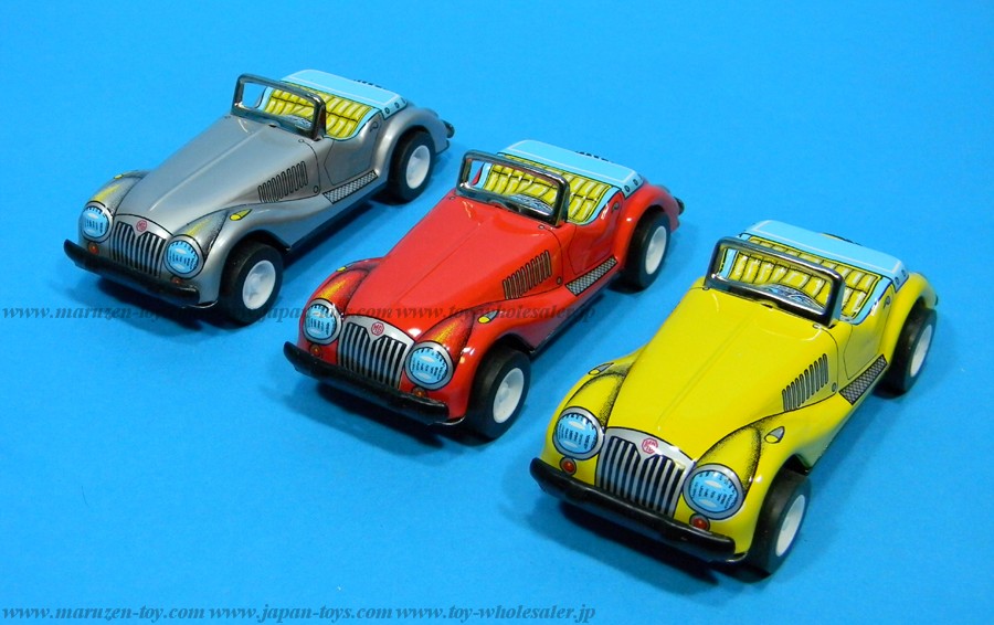 (Sankou-Seisakusyo Made in Japan Tin Toys)No.111 "5 Inch" Old Sports Car (Assorted 3 Colors Set) MG Convertible (12 items in 1 box)